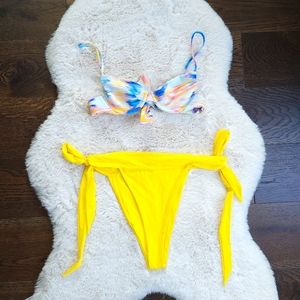 437 Skatie Vibrant Neon Dopamine Tie Die Bikini Swim Beach Vacaction Set